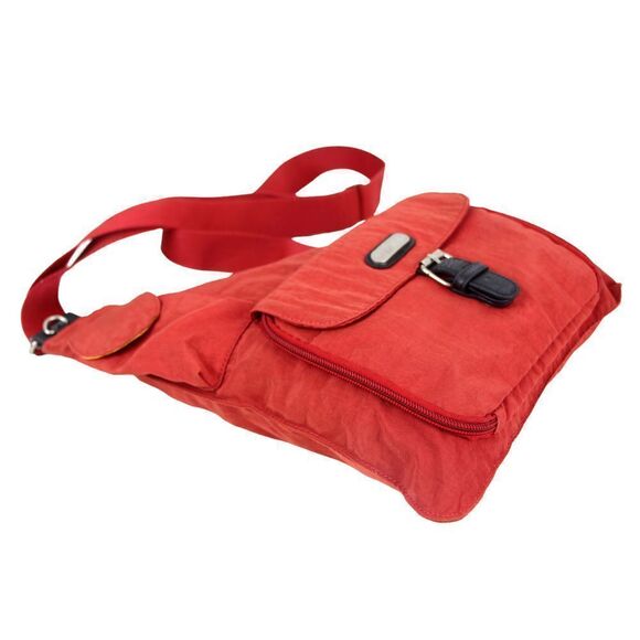 baggallini RED NYLON CANVAS URBAN MESSENGER X-BODY ORGANIZER SHOULDER BAG PURSE - Picture 8 of 16